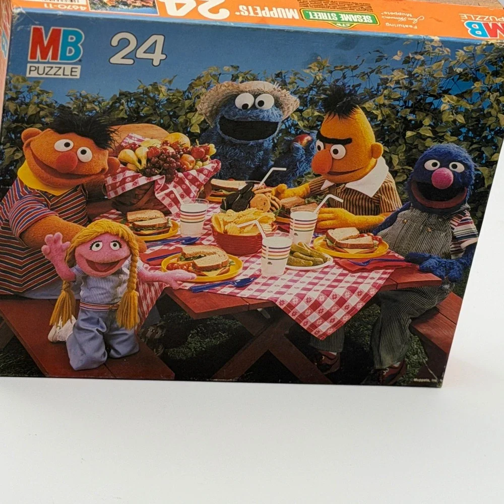 Vintage Milton Bradley Sesame Street Muppets 24 Piece Puzzles Lot of 2 1980s